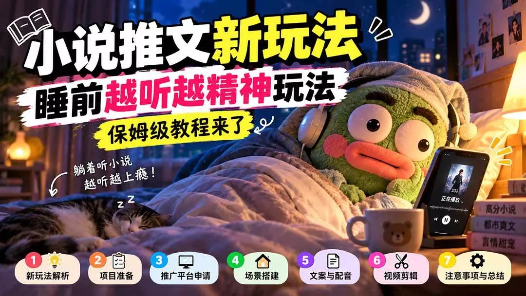 （20947期）小说推文新玩法，睡前越听越精神玩法，保姆级教程来了-奇点库