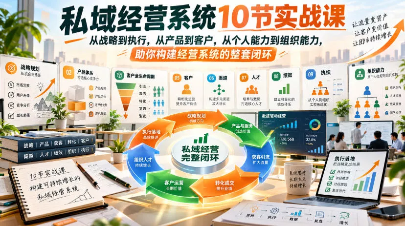 私域经营系统10节实战课，从战略到执行，从产品到客户，从个人能力到组织能力，助你构建经营系统的整套闭环-奇点库