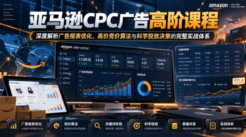 亚马逊CPC广告高阶课程，深度解析广告报表优化、高价竞价算法与科学投放决策的完整实战体系-奇点库