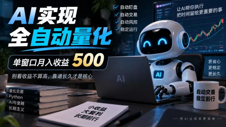 AI实现全自动量化,单窗口月入收益500,别看收益不算高,靠谱长久才是核心【揭秘】-奇点库