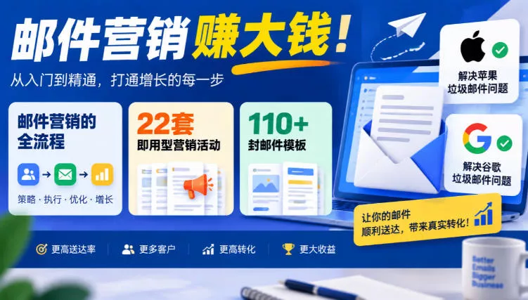 【无水印】邮件营销賺大钱！邮件营销的全流程，22套即用型营销活动与110+封邮件模板，还能解决苹果谷歌垃圾邮件问题【原创双语字幕】-奇点库