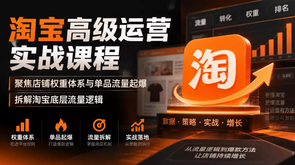 淘宝高级运营实战课程，聚焦店铺权重体系与单品流量起爆，拆解淘宝底层流量逻辑-奇点库