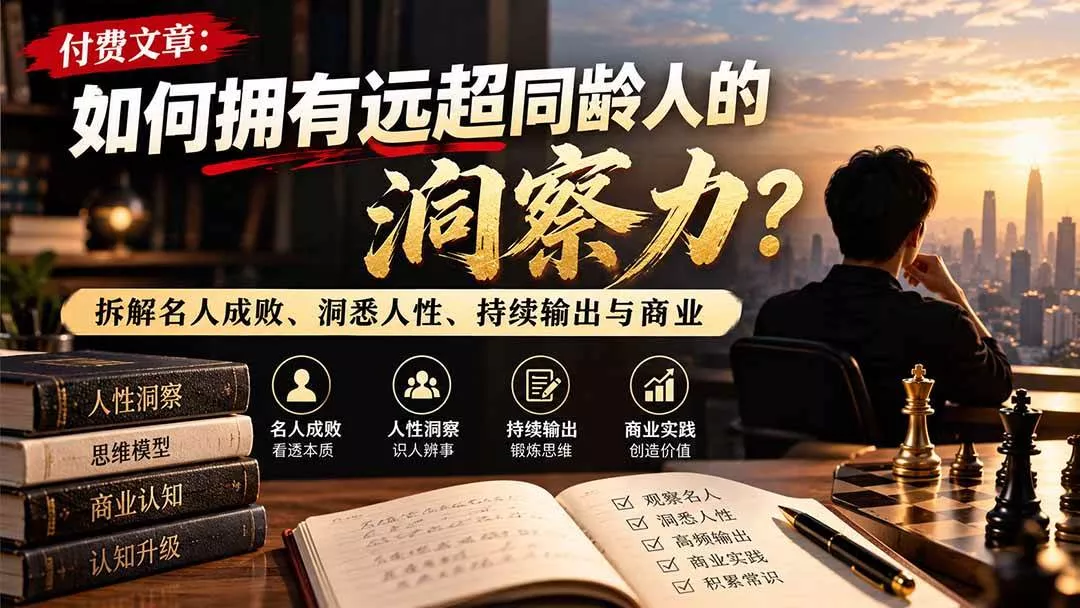 （21025期）付费文章：如何拥有远超同龄人的洞察力？拆解名人成败、洞悉人性、持续输出与商业实践-奇点库