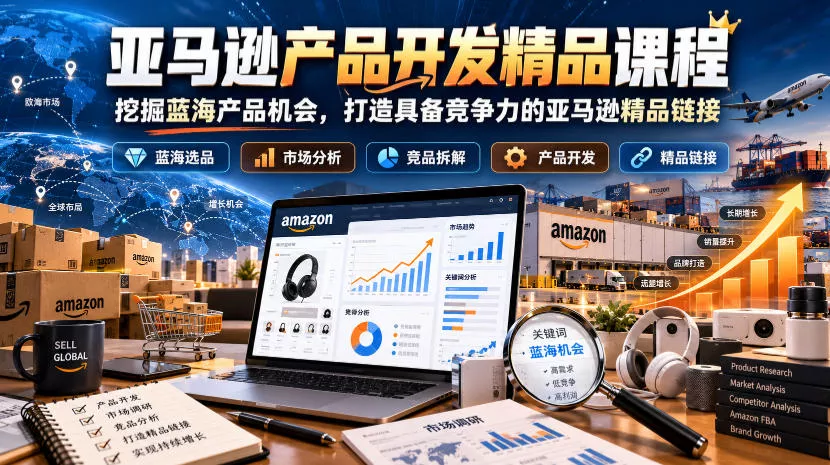 亚马逊产品开发精品课程，挖掘蓝海产品机会，打造具备竞争力的亚马逊精品链接-奇点库