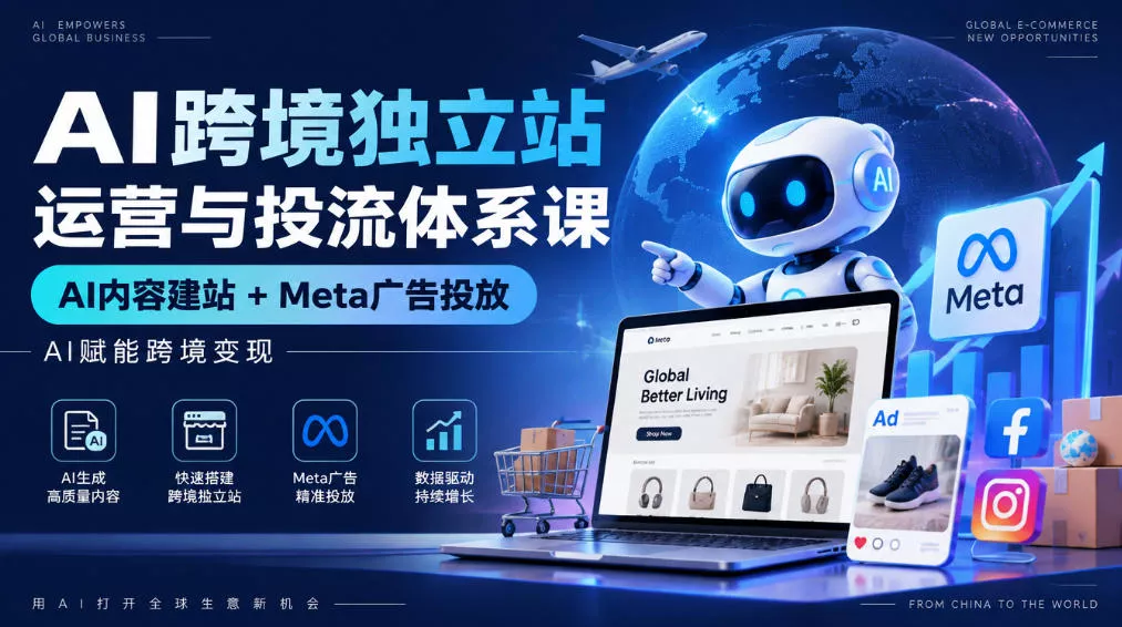 AI跨境独立站运营与投流体系课｜AI内容建站+Meta广告投放，AI赋能跨境变现-奇点库