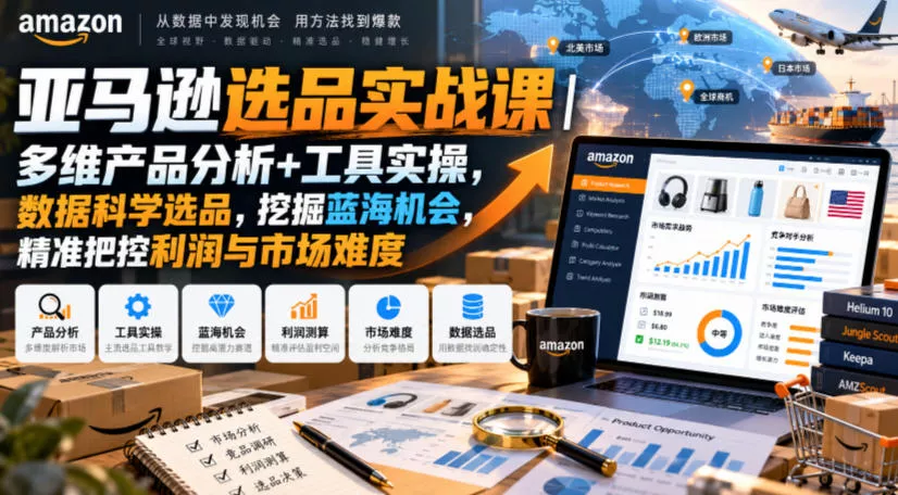 亚马逊选品实战课｜多维产品分析+工具实操，数据科学选品，挖掘蓝海机会，精准把控利润与市场难度-奇点库