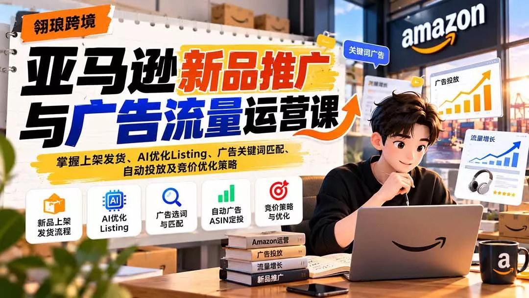 （21036期）亚马逊新品推广与广告流量运营课：掌握上架发货、AI优化Listing、广告关键词匹配、自动投放及竞价优化策略-奇点库