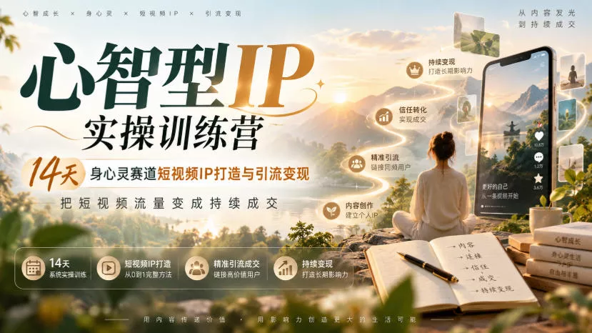 心智型IP实操训练营｜14天身心灵赛道短视频IP打造与引流变现，把短视频流量变成持续成交-奇点库