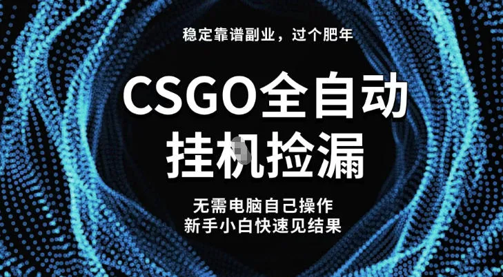 【稳定副业】全球最热门游戏CSGO全自动捡漏，最新玩法，新手小白日入5张+【揭秘】-奇点库