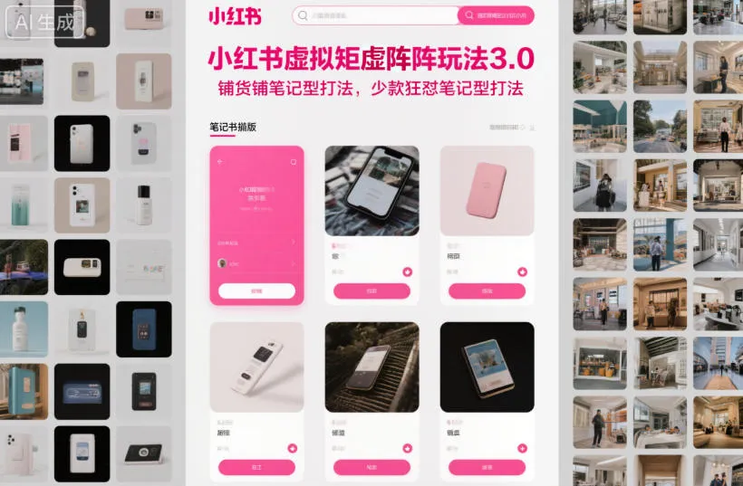 小红书虚拟矩阵玩法3.0，铺货铺笔记型打法，少款狂怼笔记型打法-奇点库